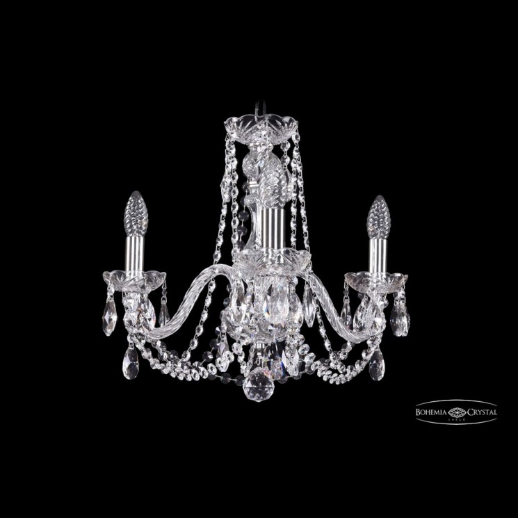 Люстра хрустальная 1402/3/160 Ni Bohemia Ivele Crystal (Стеклянный рожок)