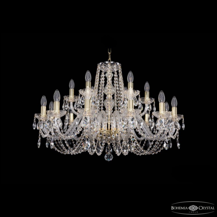 Люстра хрустальная 1402/12+6/300 G Bohemia Ivele Crystal (Стеклянный рожок)
