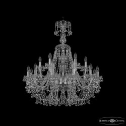 Люстра хрустальная 1409/12+6/300/XL-95 Ni Bohemia Ivele Crystal (Стеклянный рожок)