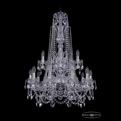 Люстра хрустальная 1411/10+5/240/XL-94/2d Ni Bohemia Ivele Crystal (Стеклянный рожок)