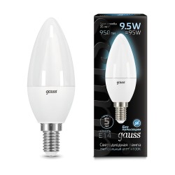 103101210 Лампа Gauss LED Candle E14 9.5W 4100К 1/10/50, шт
