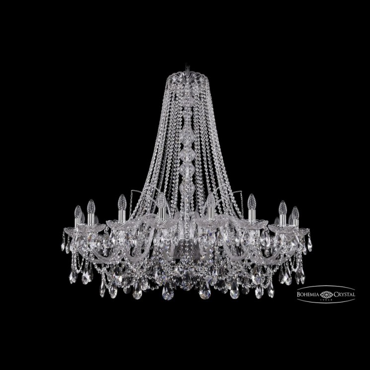 Люстра хрустальная 1411/18/400/h-113 Ni Bohemia Ivele Crystal (Стеклянный рожок)