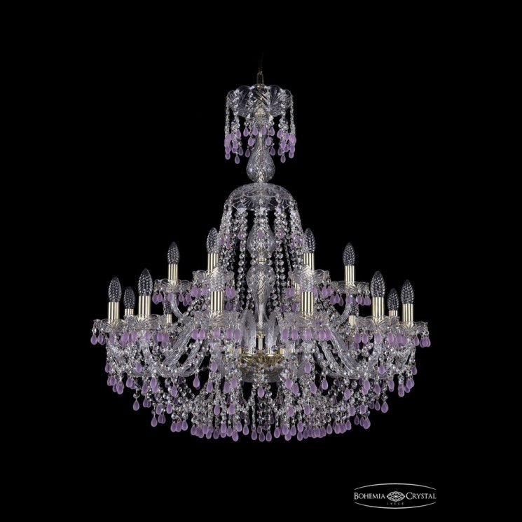 Люстра хрустальная 1410/12+6/300/XL-95 G V7010 Bohemia Ivele Crystal (Стеклянный рожок)