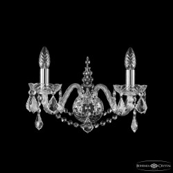 Бра хрустальные 1411B/2/160 Ni Leafs Bohemia Ivele Crystal (Стеклянный рожок)