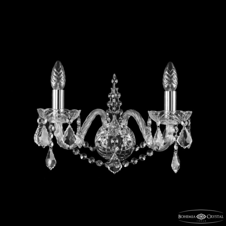 Бра хрустальные 1411B/2/160 Ni Leafs Bohemia Ivele Crystal (Стеклянный рожок)
