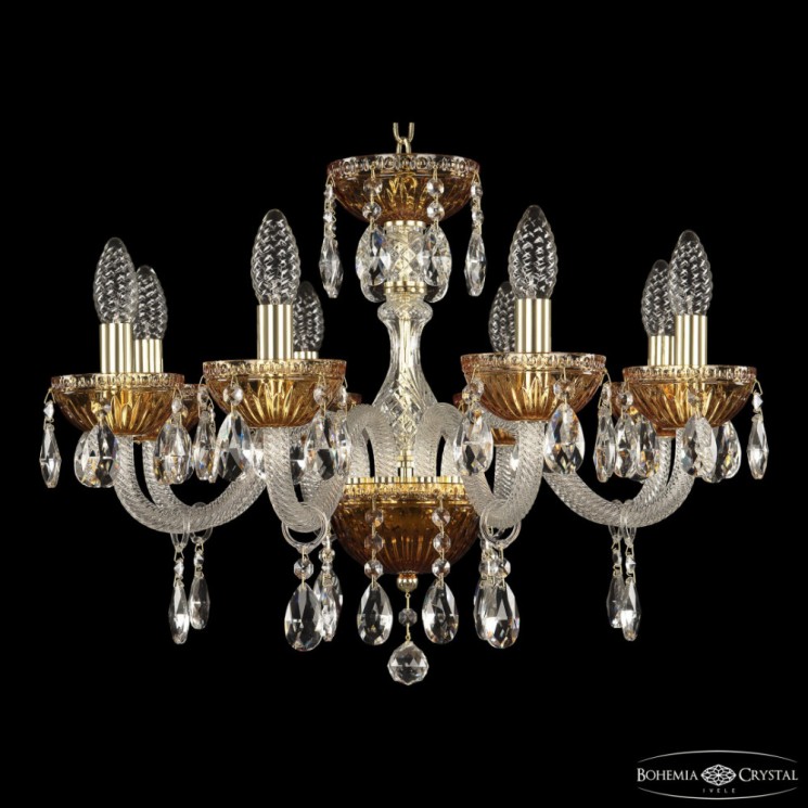 Люстра с цветным хрусталём 5417/8/195 G Amber/M-1G Bohemia Ivele Crystal (5417)