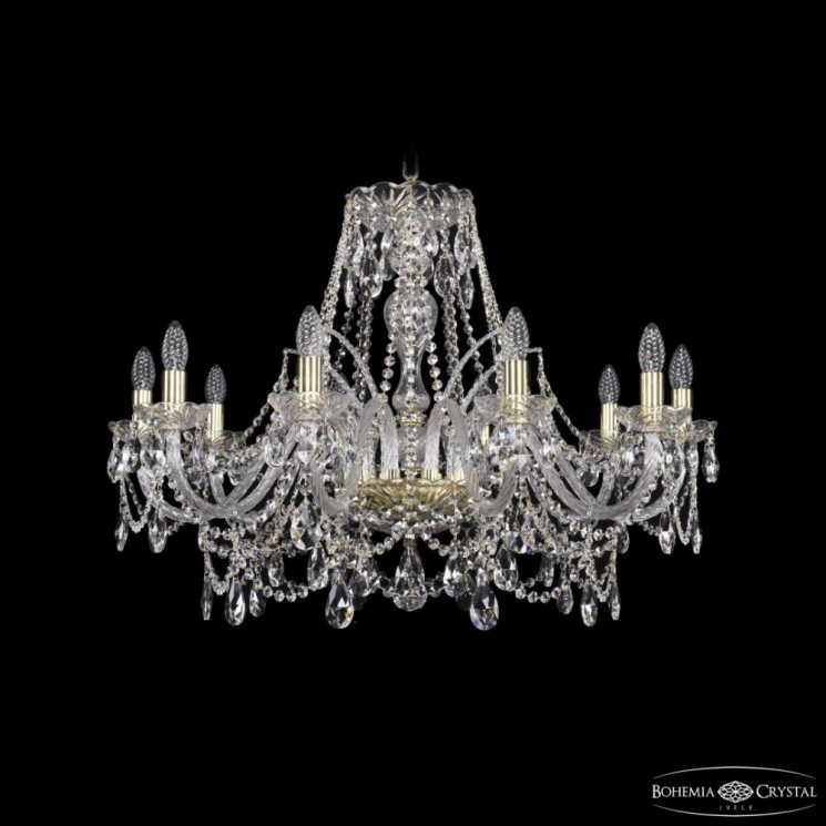Люстра хрустальная 1411/10/300 G  Bohemia Ivele Crystal (Стеклянный рожок)