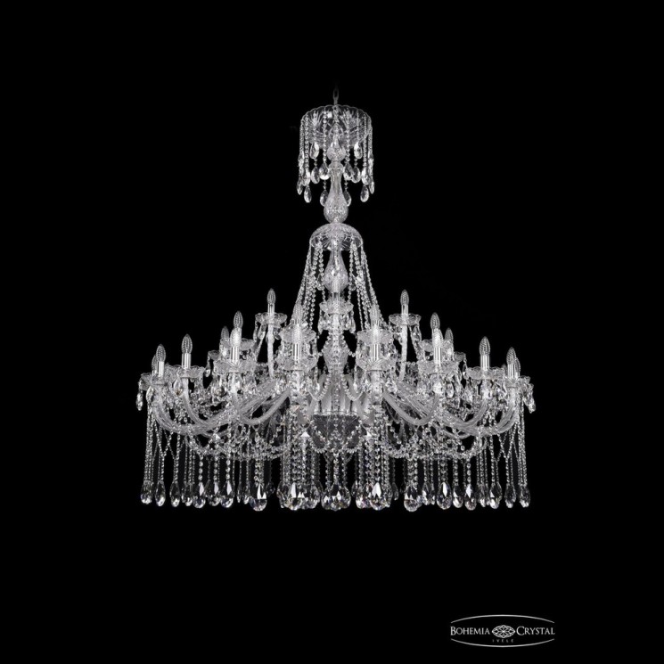 Люстра хрустальная 1413/20+10+5/530/XL-160 Ni Bohemia Ivele Crystal (Стеклянный рожок)