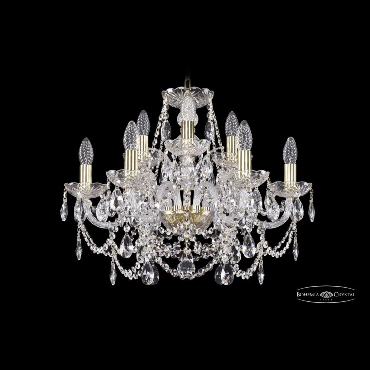 Люстра хрустальная 1411/6+3/195 G Bohemia Ivele Crystal (Стеклянный рожок)