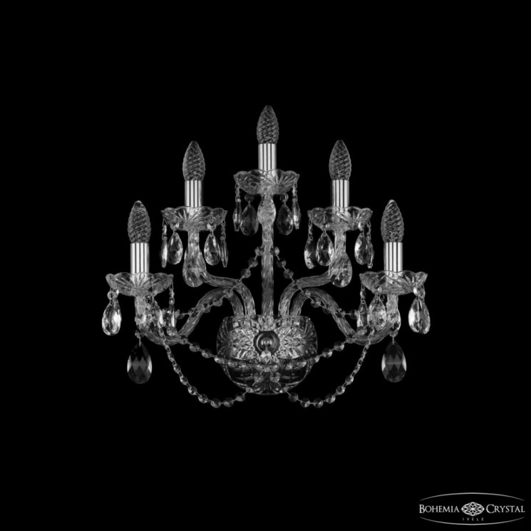 Бра хрустальные 1402B/2+2+1/195/XL Ni Bohemia Ivele Crystal (Стеклянный рожок)