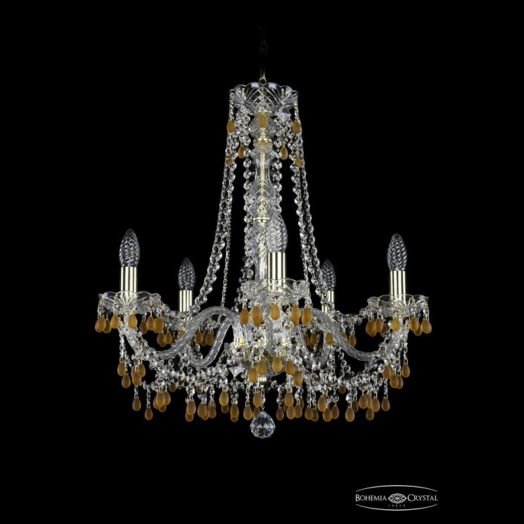 Люстра хрустальная 1410/5/195/h-60 G V1003 Bohemia Ivele Crystal (Стеклянный рожок)