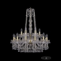 Люстра хрустальная 1409/12+6/240/h-77 G Bohemia Ivele Crystal (Стеклянный рожок)