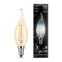 Светодиодная филаментная лампа Gauss Свеча на ветру 5W 420Lm 4100K E14 104801805104801805_GAUSS