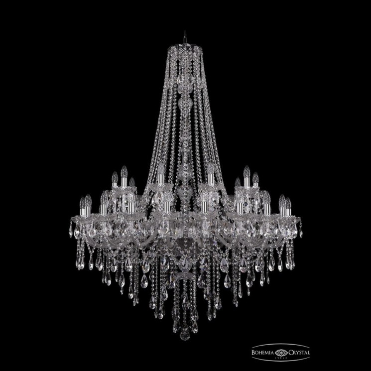 Люстра хрустальная 1415/20+10/400/h-154 Ni Bohemia Ivele Crystal (Стеклянный рожок)