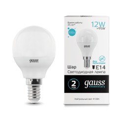 Светодиодная лампа Gauss Шар 12W 920Lm 4100K E14 5312253122_GAUSS