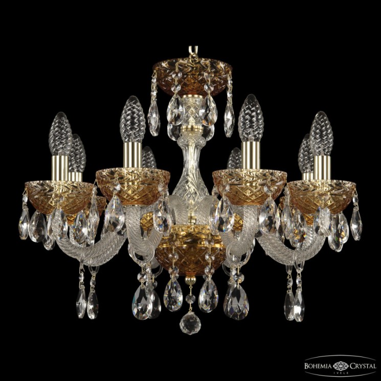 Люстра хрустальная 5417/8/165 G Amber/M-1F Bohemia Ivele Crystal (5417)