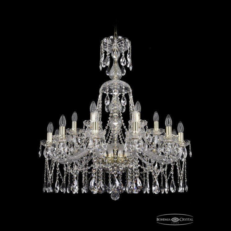 Люстра хрустальная 1413/12+6/300/XL-95 G Bohemia Ivele Crystal (Стеклянный рожок)