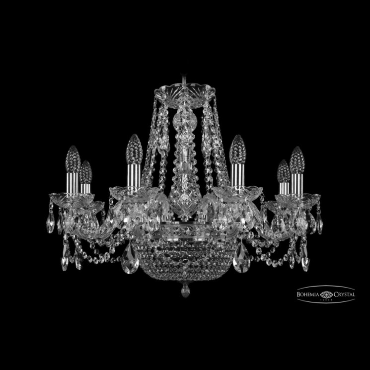 Люстра хрустальная 1450/8/160/250 Ni  Bohemia Ivele Crystal (Стеклянный рожок)