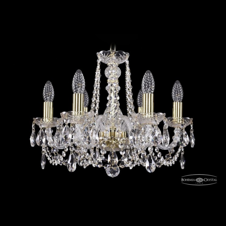Люстра хрустальная 1402/6/160 G Bohemia Ivele Crystal (Стеклянный рожок)