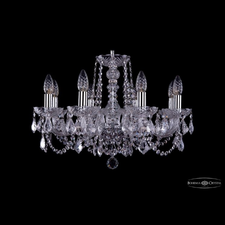 Люстра хрустальная 1402/8/195 Ni Leafs Bohemia Ivele Crystal (Стеклянный рожок)
