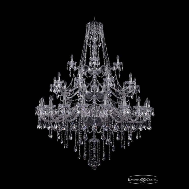 Люстра хрустальная 1415/20+10+5/530/3d Ni Bohemia Ivele Crystal (Стеклянный рожок)