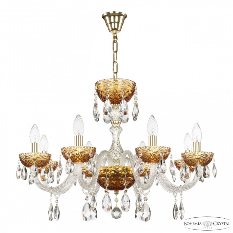 Люстра с цветным хрусталём 5417/8/240 G Amber/M-1F Bohemia Ivele Crystal (5417)