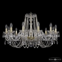 Люстра хрустальная 1402/12/300 G Leafs Bohemia Ivele Crystal (Стеклянный рожок)