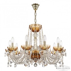 Люстра с цветным хрусталём 5402/10/240 G Amber/M-1H Bohemia Ivele Crystal (5402)