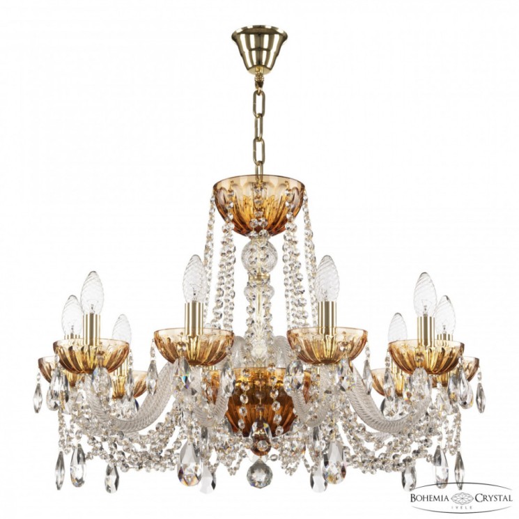 Люстра с цветным хрусталём 5402/10/240 G Amber/M-1H Bohemia Ivele Crystal (5402)