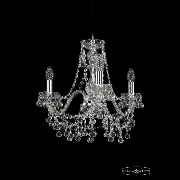 Люстра хрустальная 1409/3/160 Ni Bohemia Ivele Crystal (Стеклянный рожок)