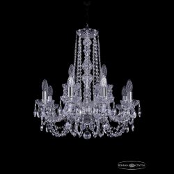 Люстра хрустальная 1402/8+4/195/h-60 Ni Bohemia Ivele Crystal (Стеклянный рожок)