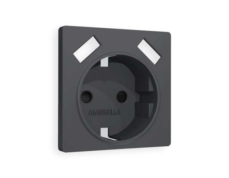 Ambrella Light Лицевая панель для электрической розетки с заземлением со шторками 2USB A+A QUANT Ambrella Volt ALFA AP9090