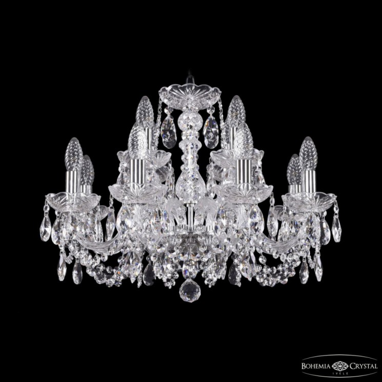 Люстра хрустальная 1402/8+4/195 Ni Bohemia Ivele Crystal (Стеклянный рожок)