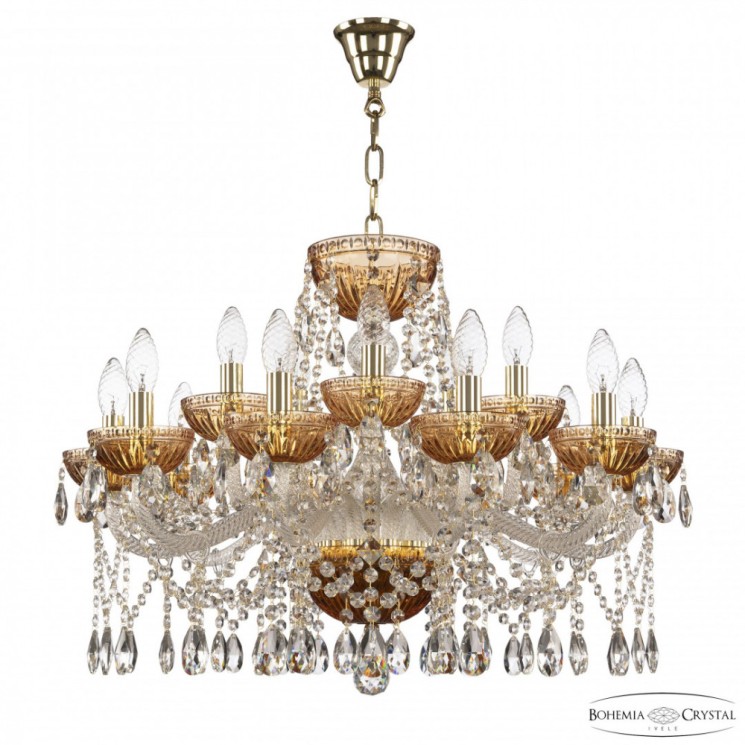 Люстра с цветным хрусталём 5413/10+5/240 G Amber/M-1G Bohemia Ivele Crystal (5413)