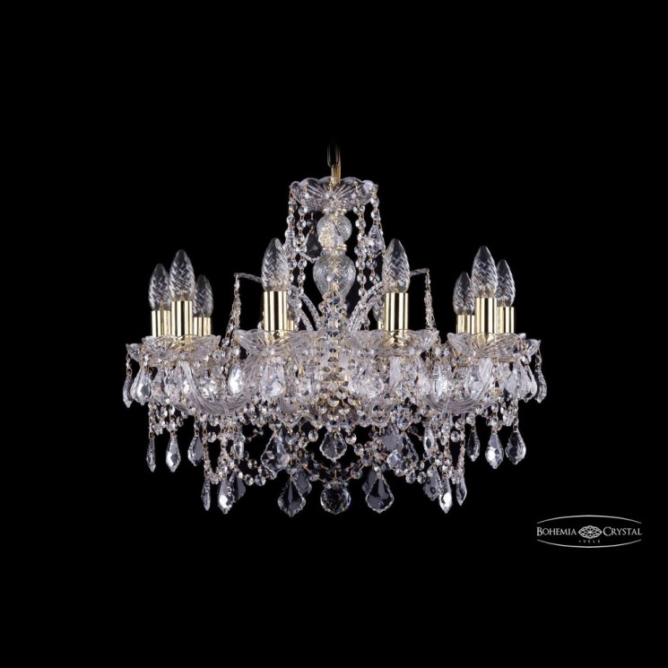 Люстра хрустальная 1411/10/195 G Leafs Bohemia Ivele Crystal (Стеклянный рожок)