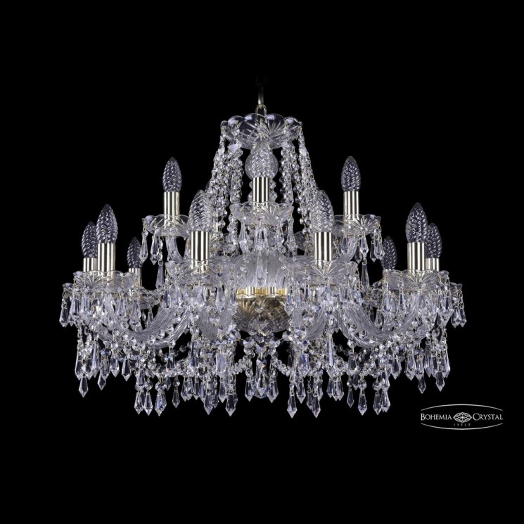 Люстра хрустальная 1403/10+5/240 G Bohemia Ivele Crystal (Стеклянный рожок)