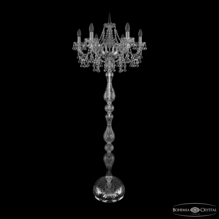 Торшер хрустальный 1409T1/6/195-160 Ni Bohemia Ivele Crystal (Стеклянный рожок)