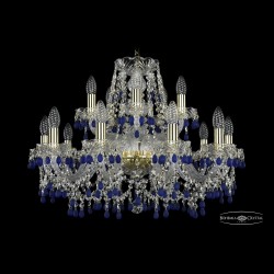 Люстра хрустальная 1410/10+5/240 G V3001 Bohemia Ivele Crystal (Стеклянный рожок)
