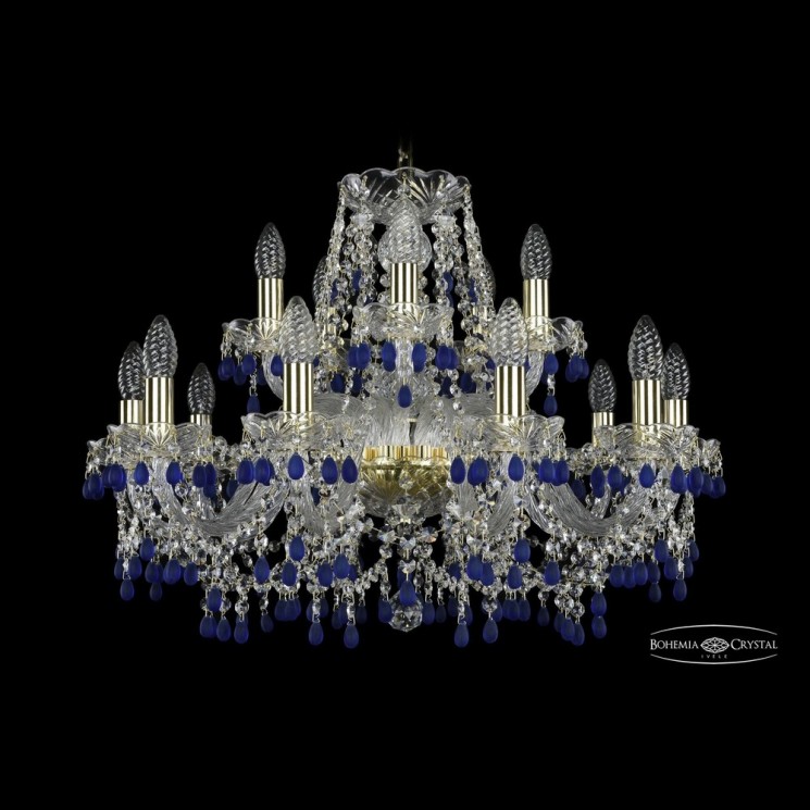 Люстра хрустальная 1410/10+5/240 G V3001 Bohemia Ivele Crystal (Стеклянный рожок)