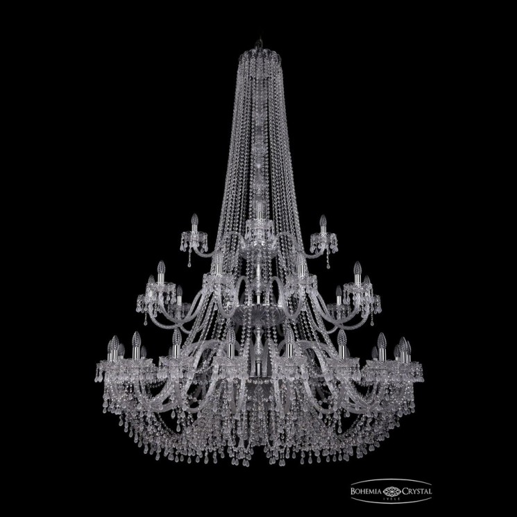 Люстра хрустальная 1410/20+10+5/530/h-200/3d Ni V0300 Bohemia Ivele Crystal (Стеклянный рожок)