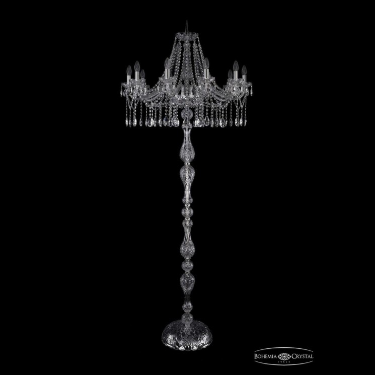 Торшер хрустальный 1413T1/10/300-210 Ni Bohemia Ivele Crystal (Стеклянный рожок)