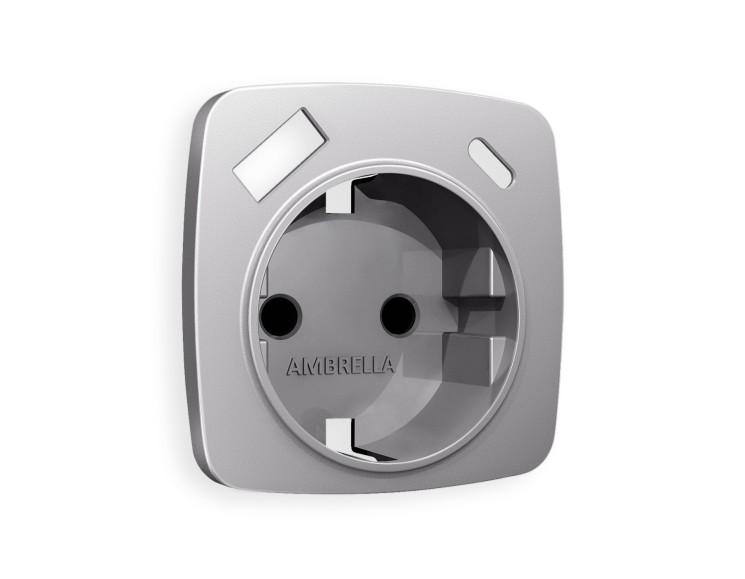 Ambrella Light Лицевая панель для электрической розетки с заземлением со шторками 2USB A+C QUANT Ambrella Volt OMEGA OP5100