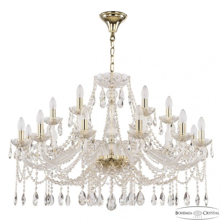Люстра хрустальная 107/12+6/360 G Bohemia Ivele Crystal (Стеклянный рожок)