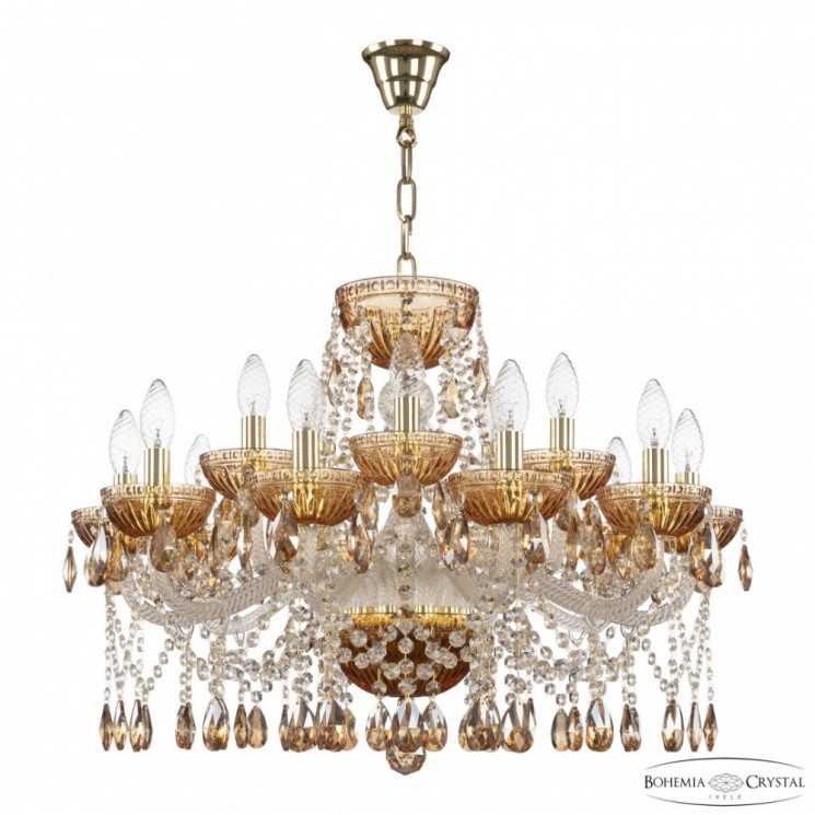 Люстра с цветным хрусталём 5413/10+5/240 G Amber/M-1G K721 Bohemia Ivele Crystal (5413)