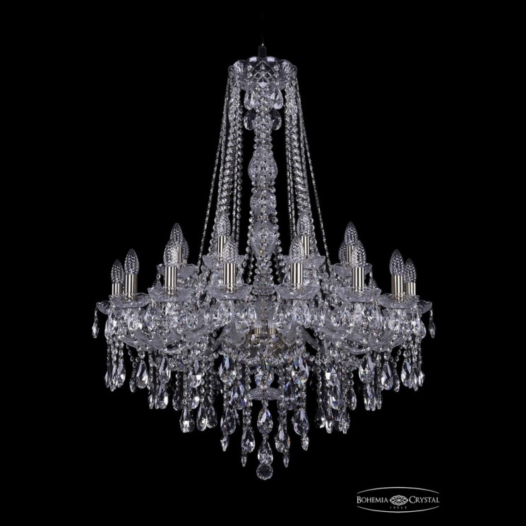 Люстра хрустальная 1415/16+8/300/h-106 Pa Bohemia Ivele Crystal (Стеклянный рожок)
