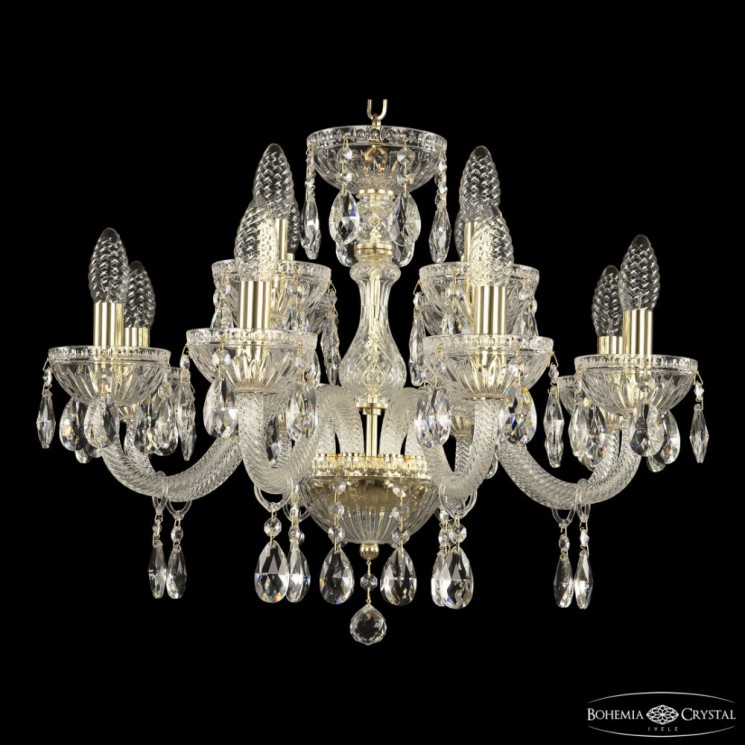 Люстра с цветным хрусталём 5417/8+4/195 G Clear/M-1G Bohemia Ivele Crystal (5417)