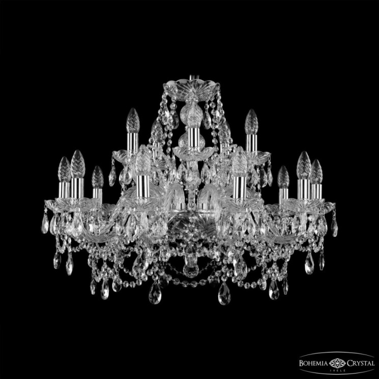 Люстра хрустальная 1411/10+5/240 Ni  Bohemia Ivele Crystal (Стеклянный рожок)