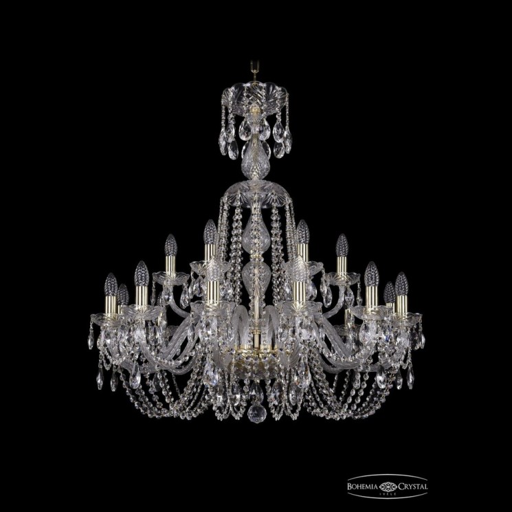 Люстра хрустальная 1402/12+6/300/XL-90 G Bohemia Ivele Crystal (Стеклянный рожок)