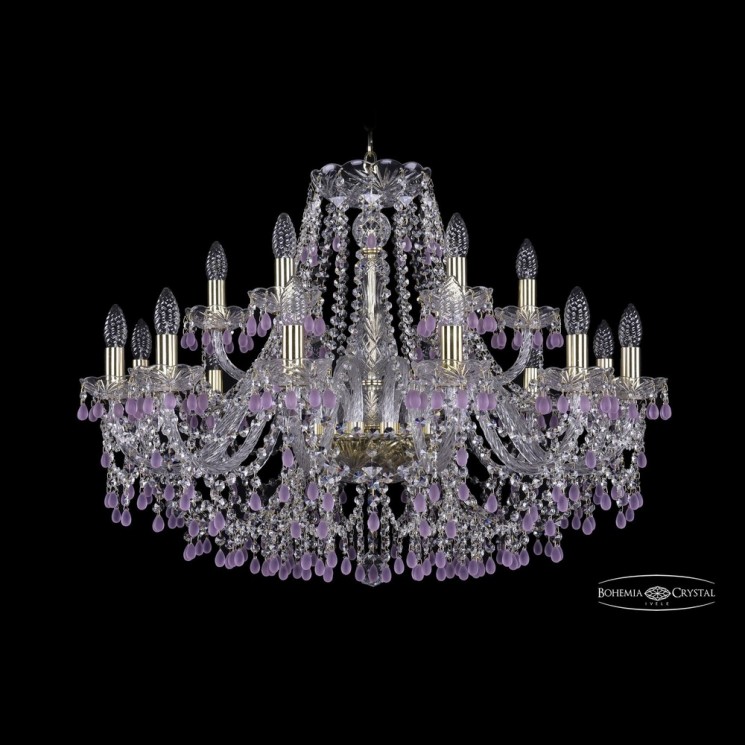 Люстра хрустальная 1410/12+6/300 G V7010 Bohemia Ivele Crystal (Стеклянный рожок)