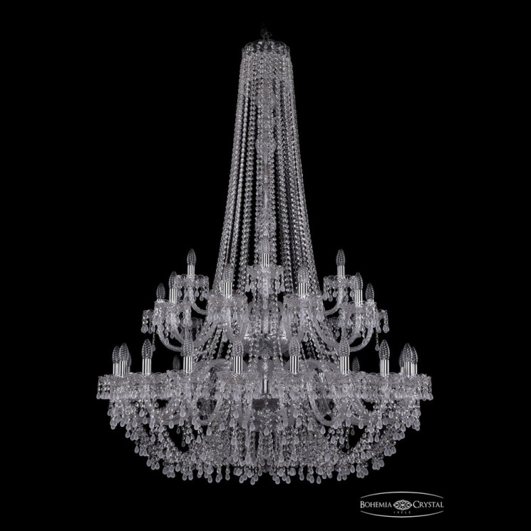 Люстра хрустальная 1410/20+10+5/400/h-160/2d Ni V0300 Bohemia Ivele Crystal (Стеклянный рожок)